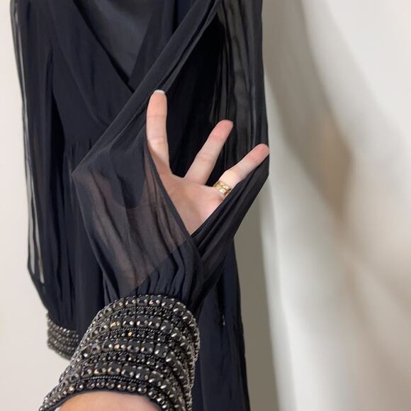 Trina Turk Black Jewel Split Sleeves Dress Size 0 - Picture 4 of 12